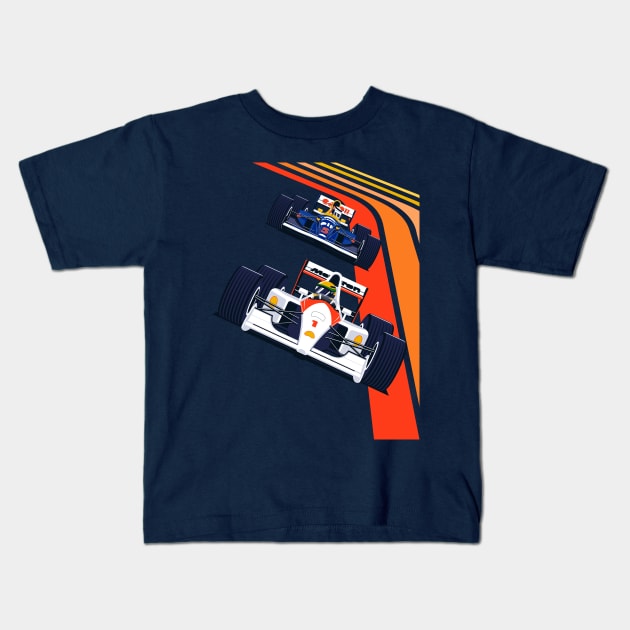 Vintage Formula Race Cars Kids T-Shirt by RaceCarsDriving